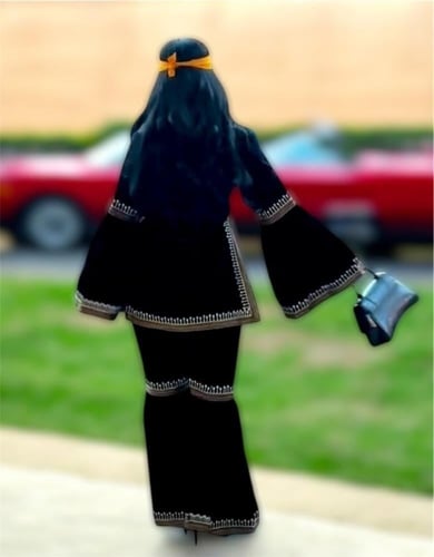 طقم نسائي مخمل تطريز كمبيوتر بلوزه+ بنطلون