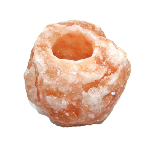 حامل شموع من ملح الهيمالايا وردي اللون