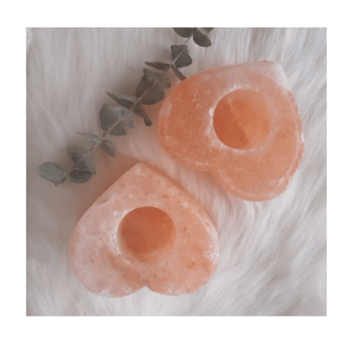 حامل شموع من ملح الهيمالايا شكل القلب