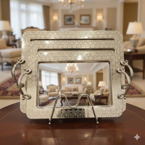 طقم طوفريات (صواني تقديم) ملكي - 3 قطع بنقشة كلاسي...