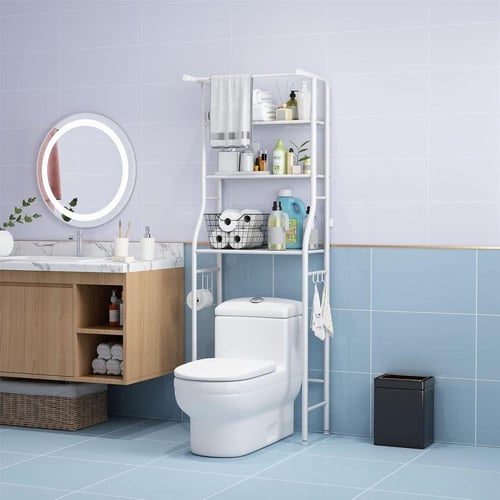 رفوف تنظيم وتخزين الحمام 3 ارفف أبيض