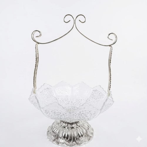 شيالة حلوى اكريليك بقاعدة ومقبض فضي