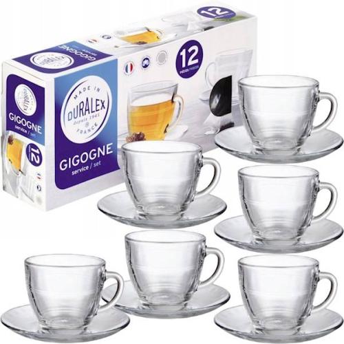 طقم 12 قطعة صحون واكواب كوفي او شاي زجاج من دورالي...