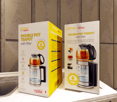 DENX دينكس غلاية ماء زجاج مزدوجة مع فلتر شاي 2 + 1...