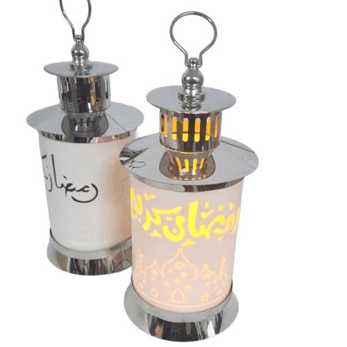 فوانيس رمضان فضي على بطاريات