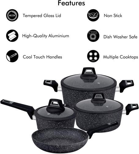 طقم قدور رويال فورد 7 قطع - جرانيت فاخر غير لاصق -...