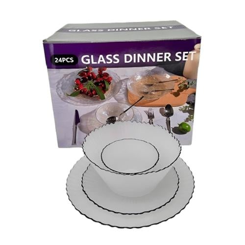 طقم سفرة زجاج ثلجي 24 قطعة