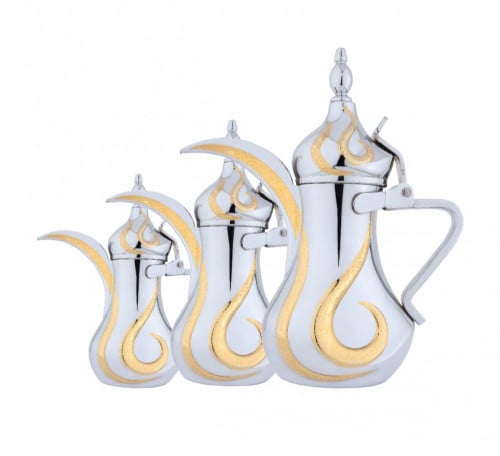 طقم دلة الشاذلية كروم مذهب ط3