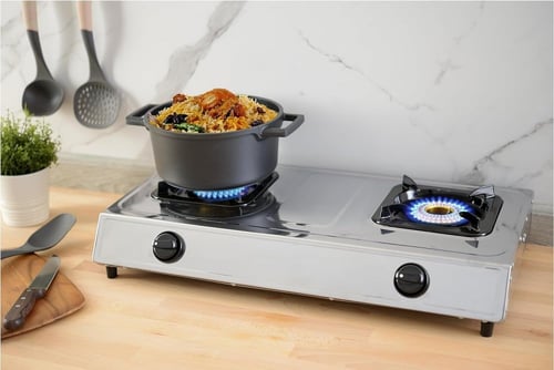 السيف موقد غاز 2 عين ستانلس ستيل اشعال ذاتي