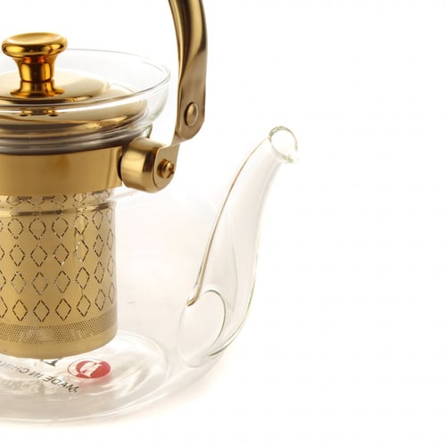 ابريق شاي زجاجي مذهب 1000 ملي