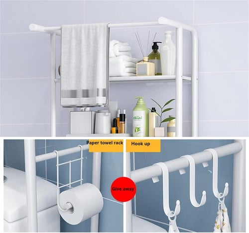 رفوف تنظيم وتخزين الحمام 3 ارفف أبيض