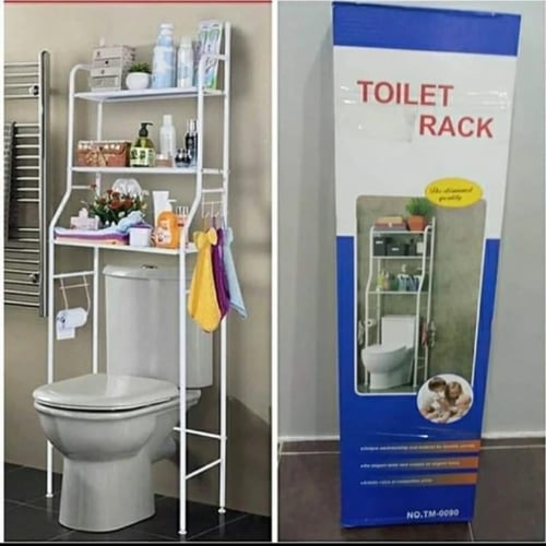 رفوف تنظيم الحمام + رفوف تنظيم الغسالة 3 ارفف أبيض