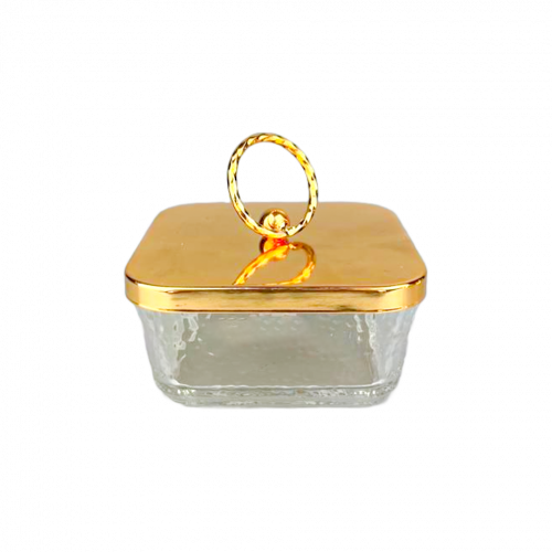 علب تقديم زجاجي بغطاء ذهبي