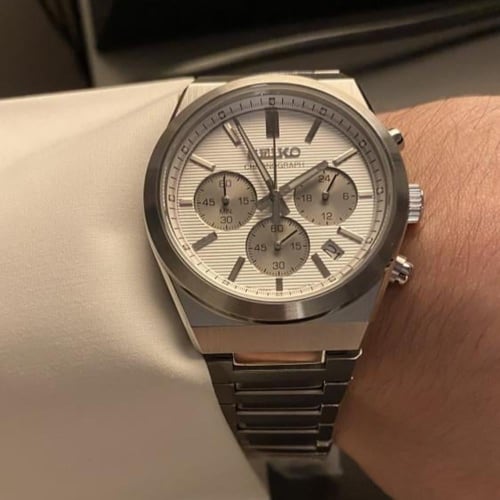 ساعة سيكو كرونوقراف كوارتز - حجم 40 لون ابيض