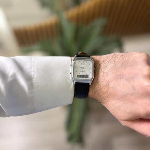 ساعة كاسيو ڤنتج - فضي جلد أسود