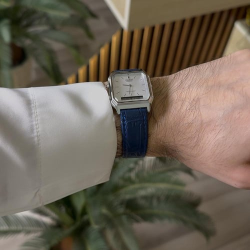 ساعة كاسيو ڤنتج - فضي جلد ازرق