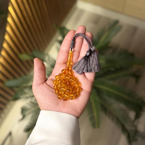 سبحة تراب كهرمان -عنابي كركوشة كحلي