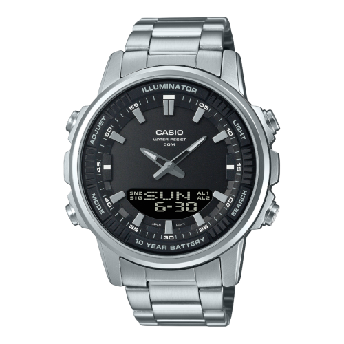 ساعة كاسيو للرجال 47 ملم فضية انالوج-رقمية من الست...