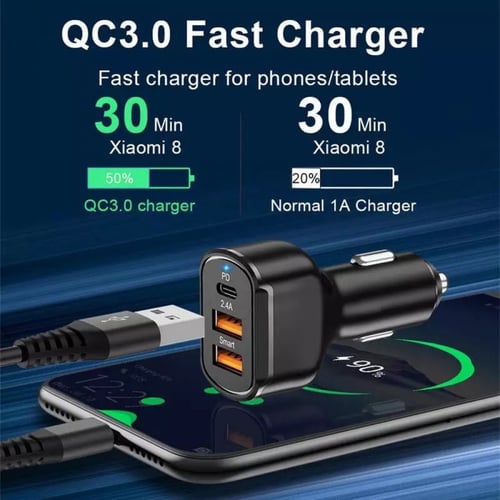 شاحن سيارة بمنفذين USB ومنفذ PD