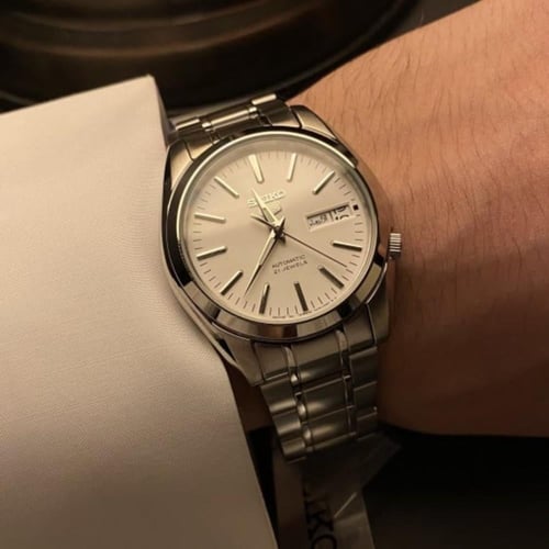 ساعة سيكو 5 اوتوماتيك -ابيض