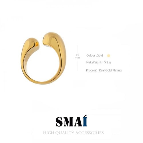 خاتم نسائي ذهبي - تصميم هندسي