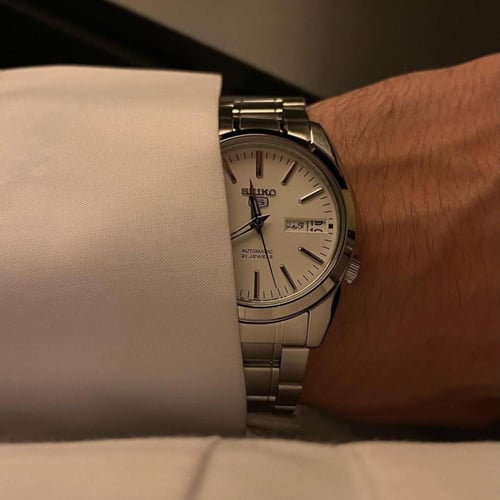 ساعة سيكو 5 اوتوماتيك -ابيض