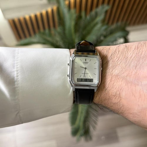 ساعة كاسيو ڤنتج - فضي جلد أسود