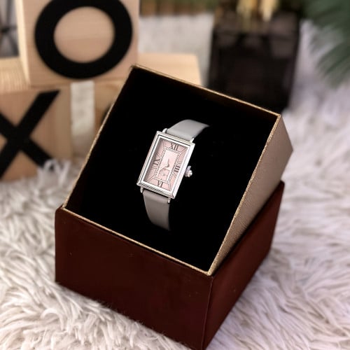 ساعة نسائية بسوار جلد رصاصي من بروشا BR1036