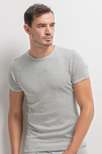 فنيلة ماركة DOREA رجالي رصاصي نصف كم دائري