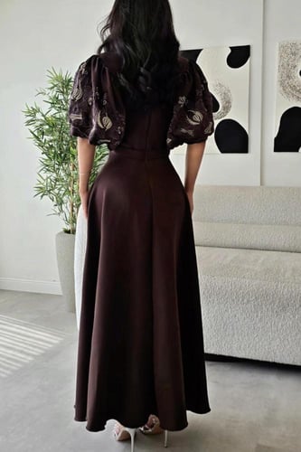 فستان أوف شولدر لون بني