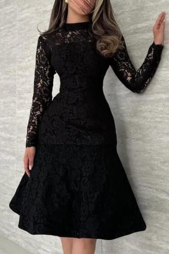 فستان أوف شولدر بلونين عودي و اسود