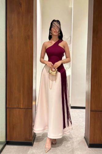 فستان سهرة انيق لون عودي