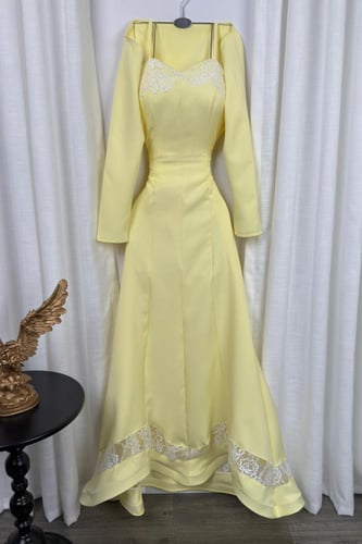 فستان ناعم اوف شولدر لون اصفر