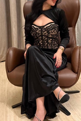 فستان سهرة أنيق شتوي لون اسود