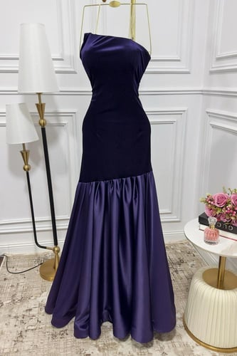 فستان سهرة مخمل بعدة الوان