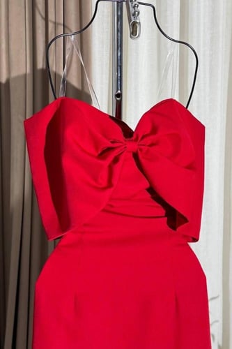 فستان سهره أوف شولدر لون احمر