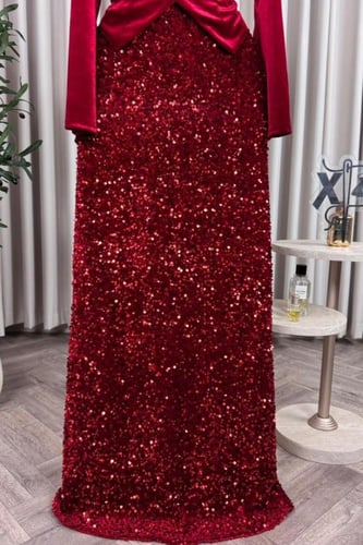 فستان سهرة اوف شولدر بلون عودي