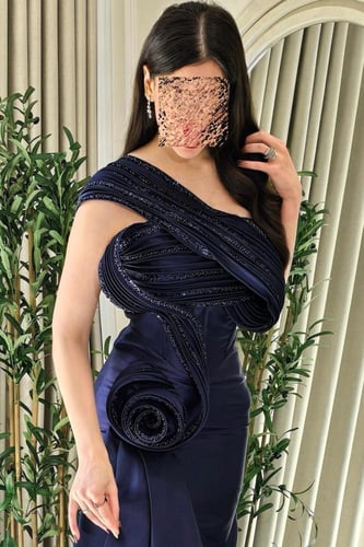 فستان سهره أوف شولدر لون كحلي