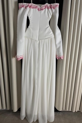 فستان اوف شولدر لون ابيض