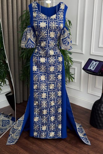 جلابية اوف شولدر لون نيلي