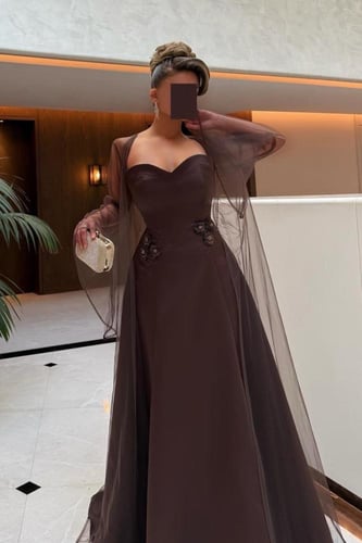 فستان ناعم توب قطعتين لون بني