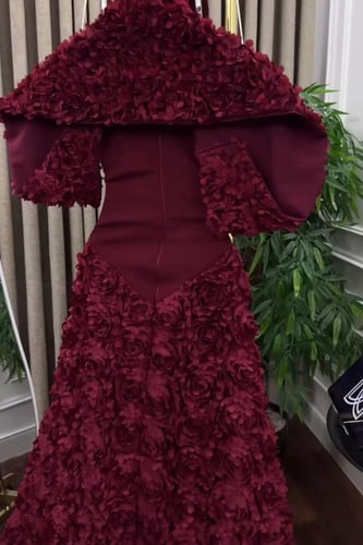 فستان سهره قطعتين موردة لونين