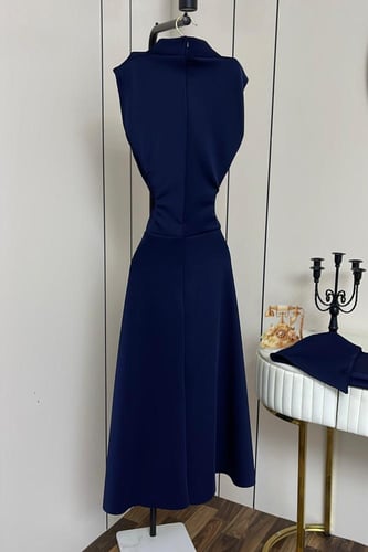 فستان سهر اوف شولدر لون كحلي