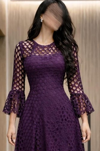 فستان ناعم دانتيل انيق لون موف