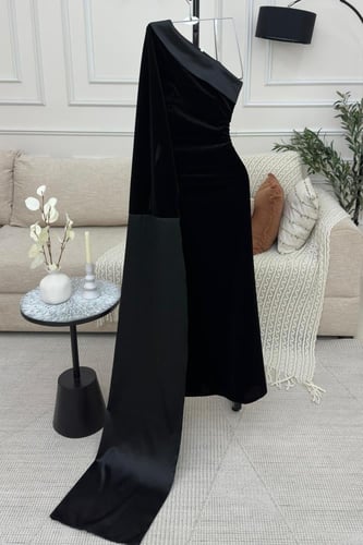 فستان سهرة أنيق شتوي لون أسود