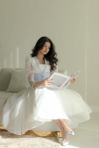 فستان اوف شولدر لون ابيض