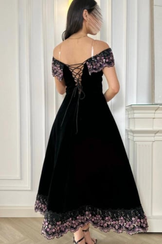 فستان سهرة أوف شولدر لون اسود