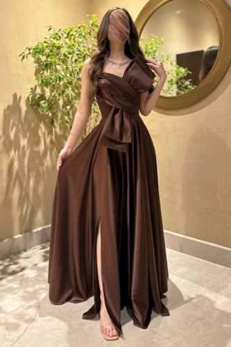 فستان سهره توب لون بني