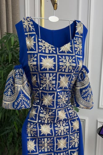 جلابية اوف شولدر لون نيلي