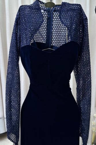 فستان سهره أوف شولدر لون كحلي